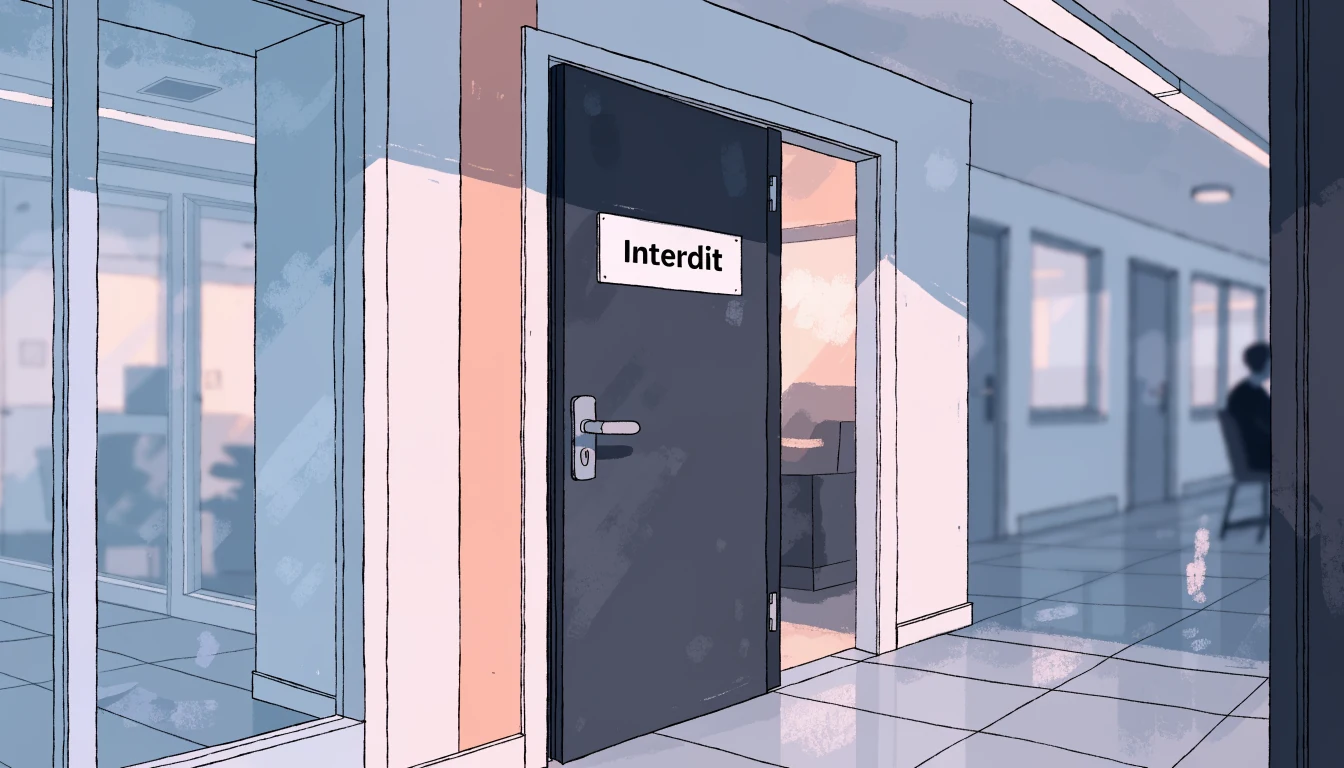 Porte fermée avec panneau Interdit